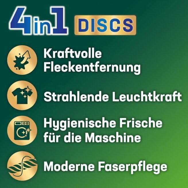 Persil Deep Clean 4-in-1-Discs (4 x 76 Waschgänge), Universalwaschmittel mit Tiefenreinigungstechnologie, Vollwaschmittel für strahlend saubere Wäsche und hygienische Frische in der Maschine